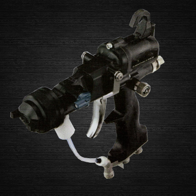 Airless spray gun close-up